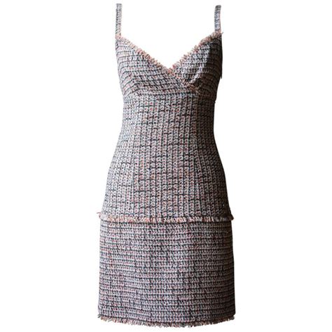 chanel tweed mini dress|chanel knee length ladies dresses.